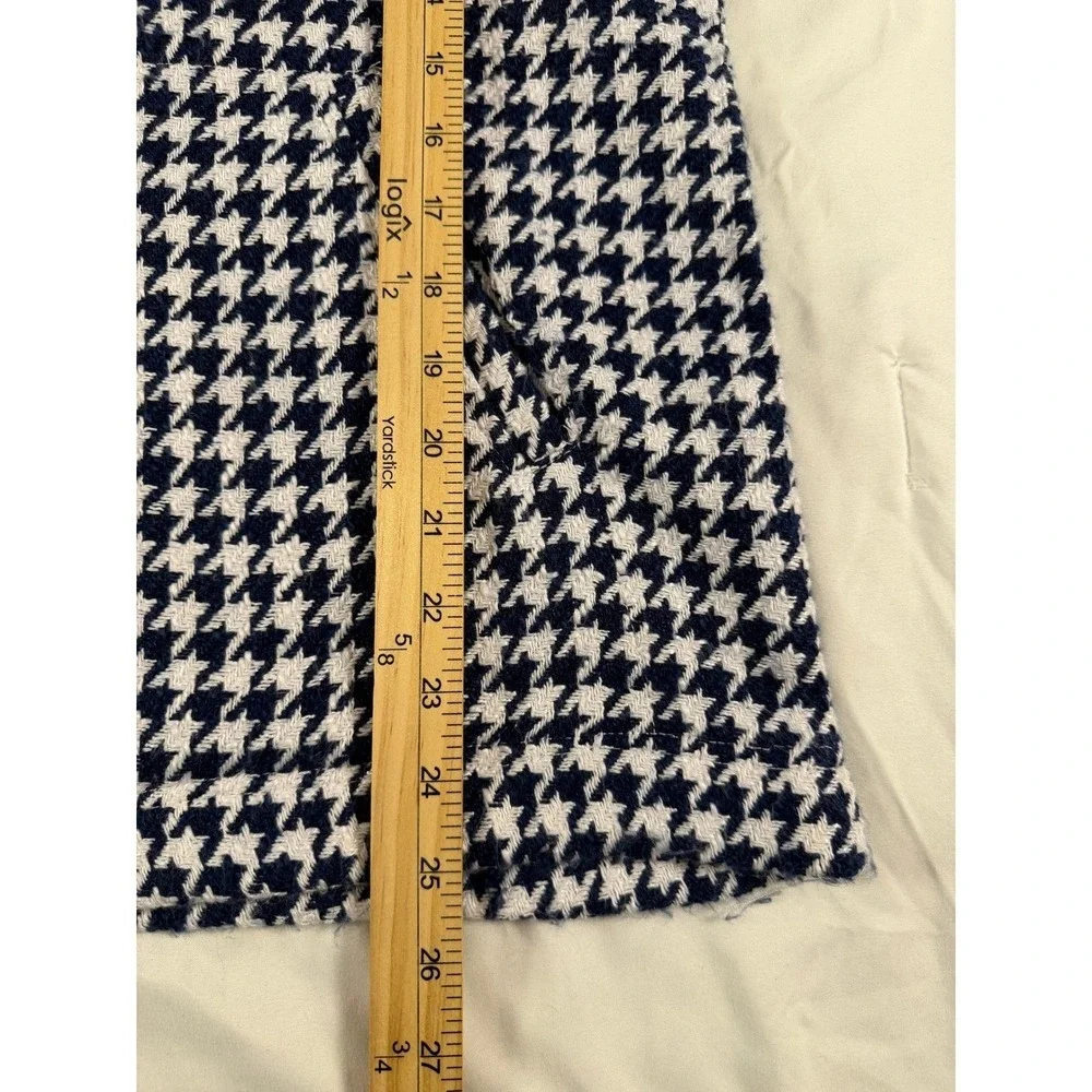 Lulu-B Navy Blue White Houndstooth Quarter Zip Pullover Mock Neck Top‎ Womens XS
